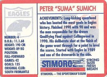 1991 Scanlens Stimorol #31 Peter Sumich Back